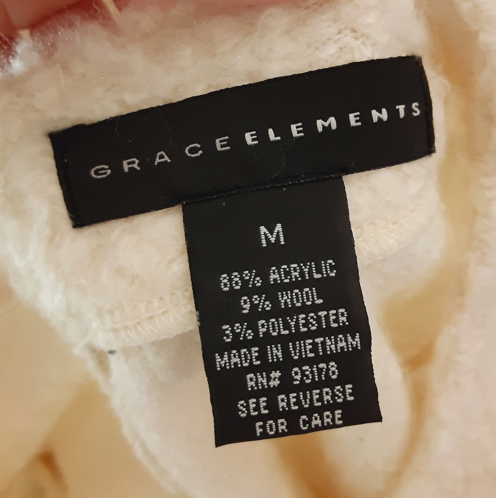 Grace Elements Light Cream Wool Blend Sweater - image 4
